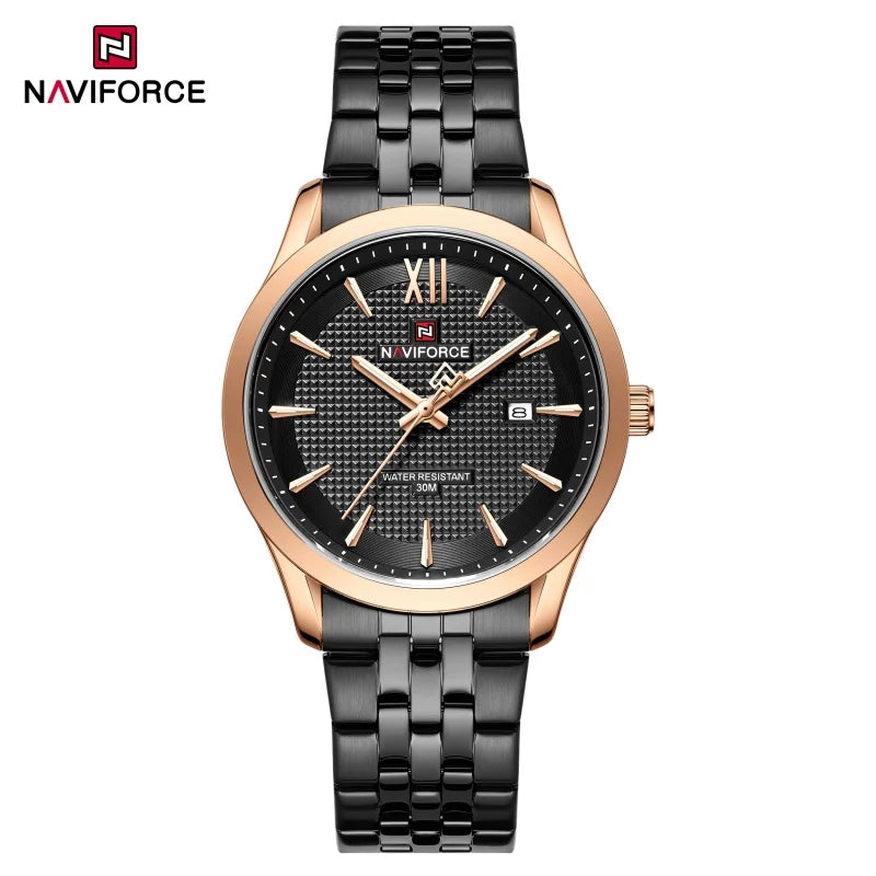 New Style NAVIFORCE Ultra Thin 9mm Minimalist Fashion Quartz Watch for Men Steel Band Auto Date Male Waterproof GIft Wristwatch