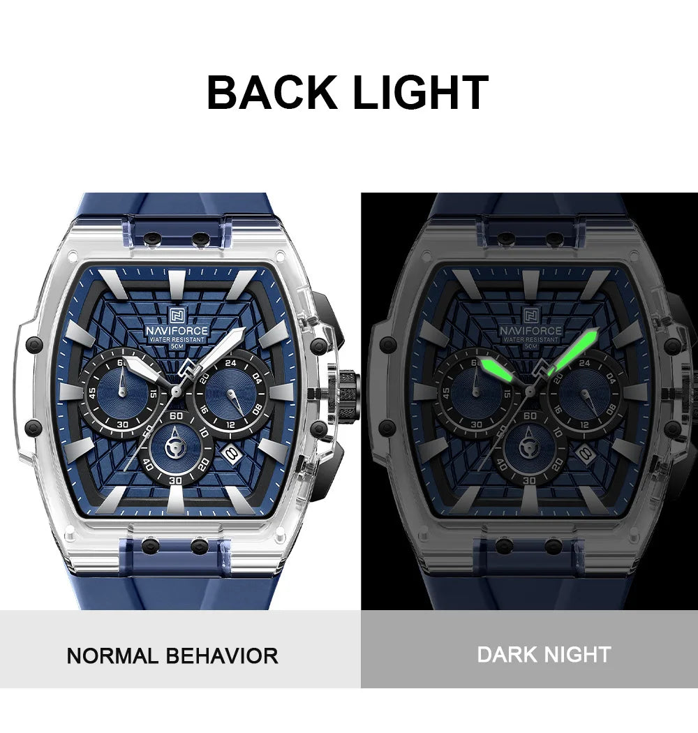 NAVIFORCE Top Brand Watches Men Quartz 5ATM Waterproof Date Luminous Clocks Trendy Sport Outdoor Chronograph Wristwatch for Male