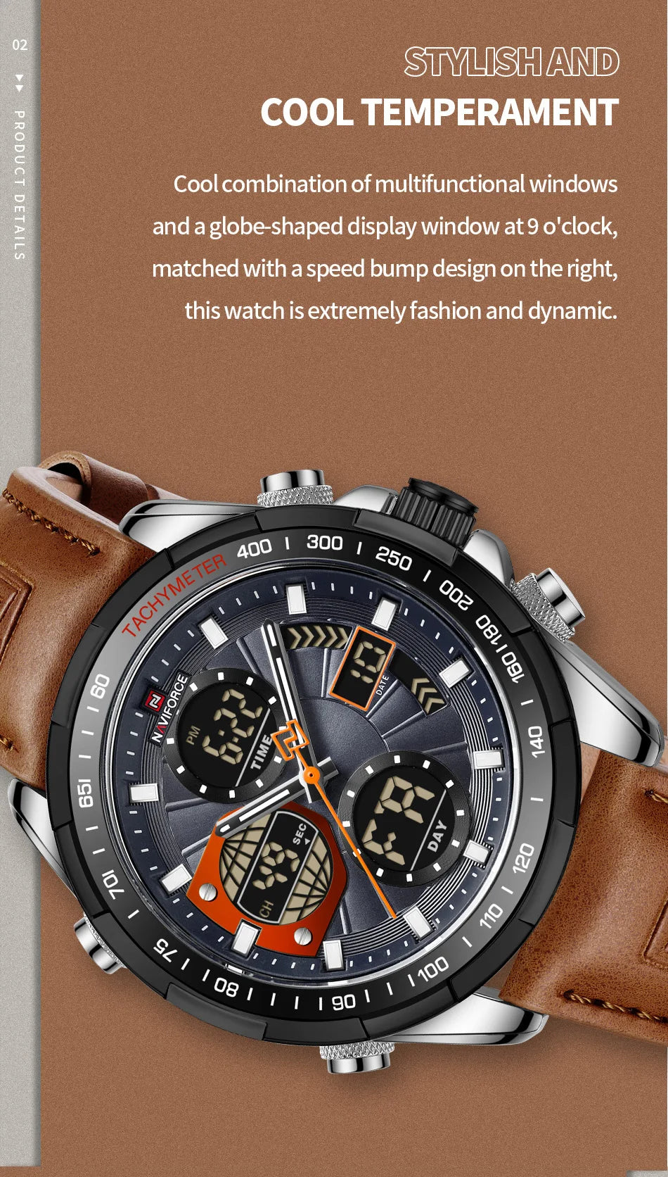 NAVIFORCE Military Watches for Men Luxury Sport Chronograph Alarm WristWatch Waterproof Quartz Big Clock Digital Male Watch