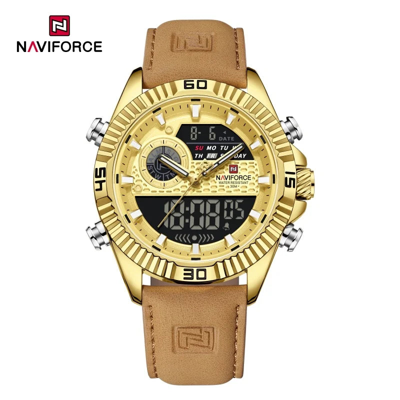 NAVIFORCE Men's Watches Sport Quartz Analog LCD Digital Wristwatch 30m Waterproof Luminous Chronograph Watch for Men Date Clock