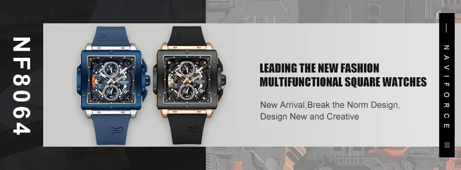 Original Brand NAVIFORCE Fashion Men's Watches Luxury Quartz Sport Silicone Band Wristwatch Waterproof Luminous Clock Male Gift