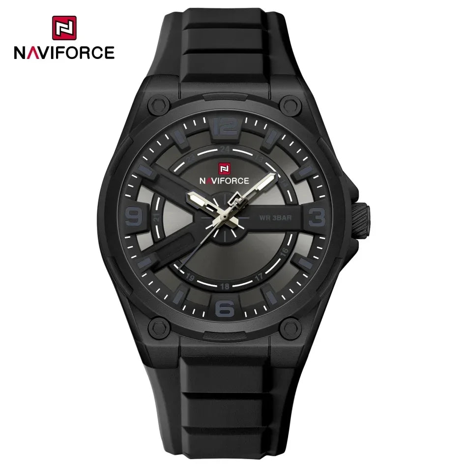 NAVIFOCE Luxury Business Men Watch Sport Men Watch Waterproof Quartz Clock Man Wheel dial WristWatch Relogio Masculino Silicone