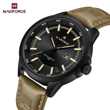 NAVIFORCE Quartz Dress Watch For Men Simple Original Leather Man Watches Waterproof Luminous Business Hand Calendar Clock Gift