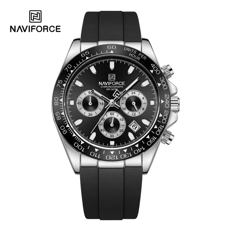 NAVIFORCE Brand Fashion Luxury Watch For Men Waterproof Chronograph Clock Business Casual Silicone Strap Wristwatches 2024 New