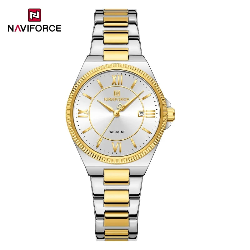 NAVIFORCE 2026 Women's Sports Luxury Quartz Wristwatch 3ATM Waterproof Stainless Steel with Calender Casual Fashion for Gift