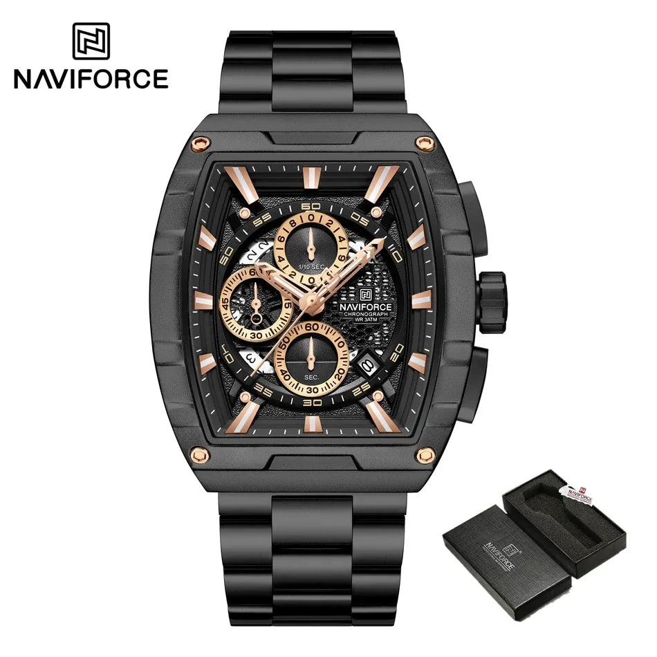 NAVIFORCE Man Watch Luxury Waterproof Stainless Steel Quartz Men's Watches Sports Auto Date Wristwatch Chronograph Simple Clocks