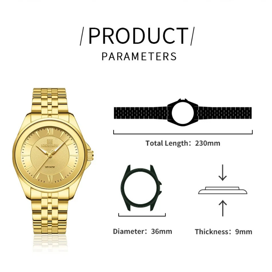 NAVIFORCE Women Watches Ladies Creative Watch Stainless Strap New Fashion Charm Quartz 30m waterproof Wristwatches Female Clock
