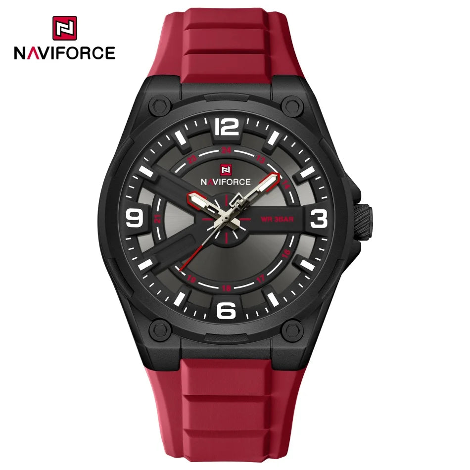 NAVIFOCE Luxury Business Men Watch Sport Men Watch Waterproof Quartz Clock Man Wheel dial WristWatch Relogio Masculino Silicone