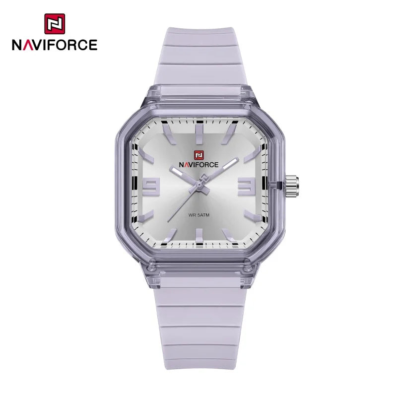 NAVIFORCE Women Polygon Watch Fashion Elegant Watches Display Silicone Strap 5ATM Waterproof Luminous Hand Ladies Gifts Watches