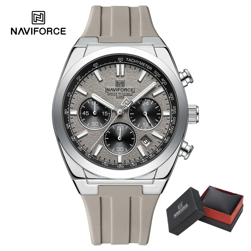 NAVIFORCE Brand Men's Fashion Luxury Quartz Wristwatches Sports 24 Hours and Date Display Waterproof Chronograph Clock Male Gift