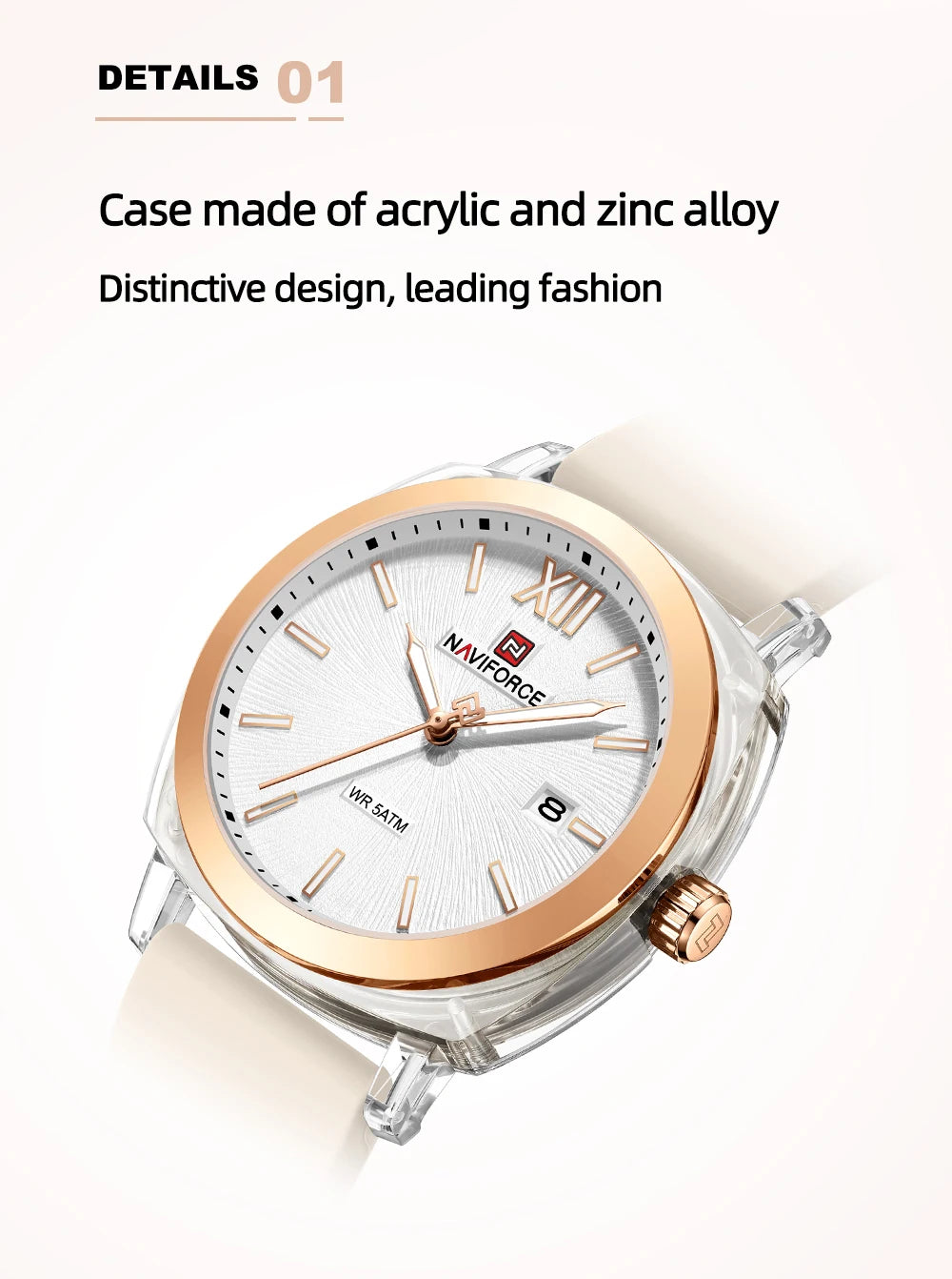 NAVIFORCE Leisure Sports Women's Watch Simple Elegant Waterproof Creative Women Minimalist Style Quartz Calendar ladies Watches