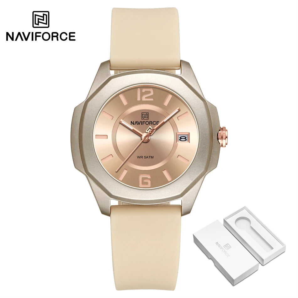 NAVIFORCE Ladies Watch For Women Silicone Strap Clock Quartz Wrist Watches for Women 5ATM Waterproof Casual Relogio Feminino