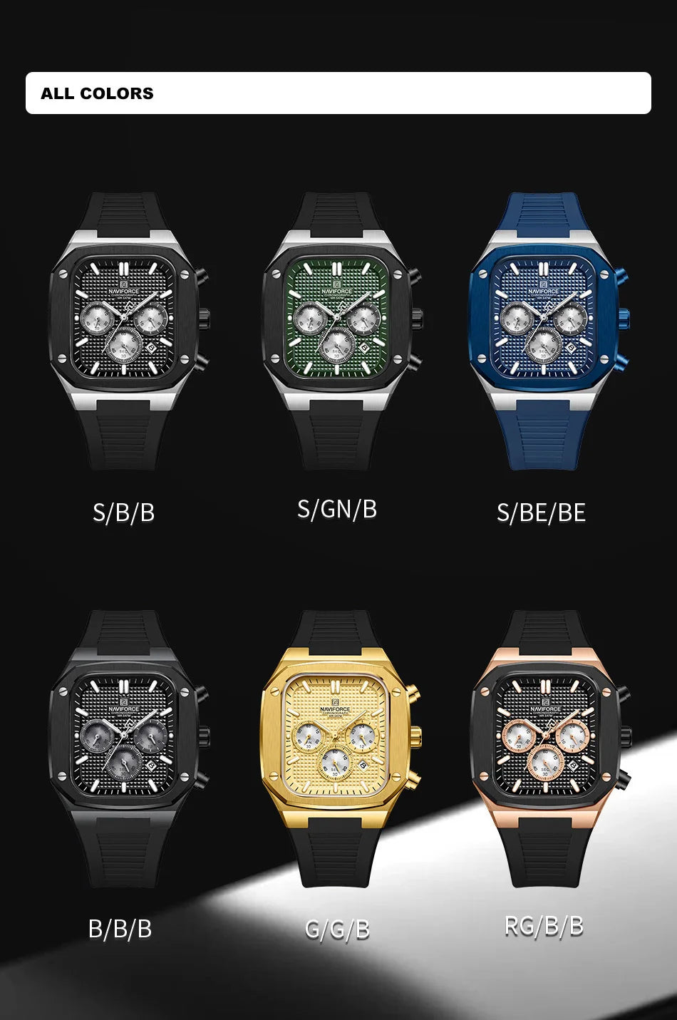 NAVIFORCE Brand New Men's Watches Luxury Date  Luminous Clock Chronograph Quartz Wristwatches Waterproof Relogio Masculino Gifts