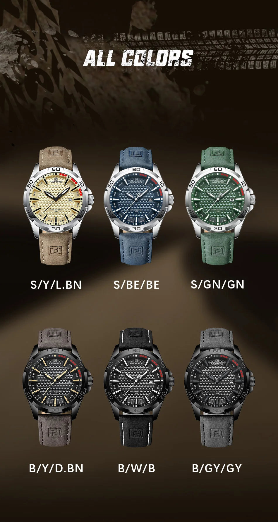 Top Brand NAVIFORCE Male Fashion Luxury WristWatch Men Quartz Watch Sports Shockproof Waterproof Leather Casual Package Gifts