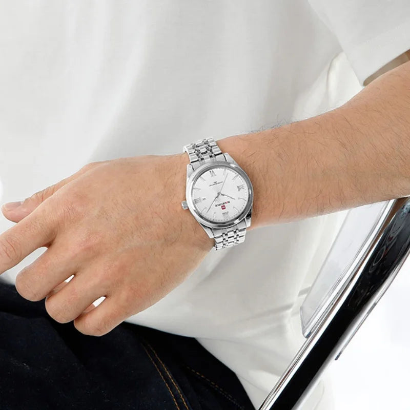 NAVIFORCE Lover Watch Quartz Calendar Display 30M Waterproof Steel Strap Fashion Luxury Couple Wristwatch for Men and Women Gift