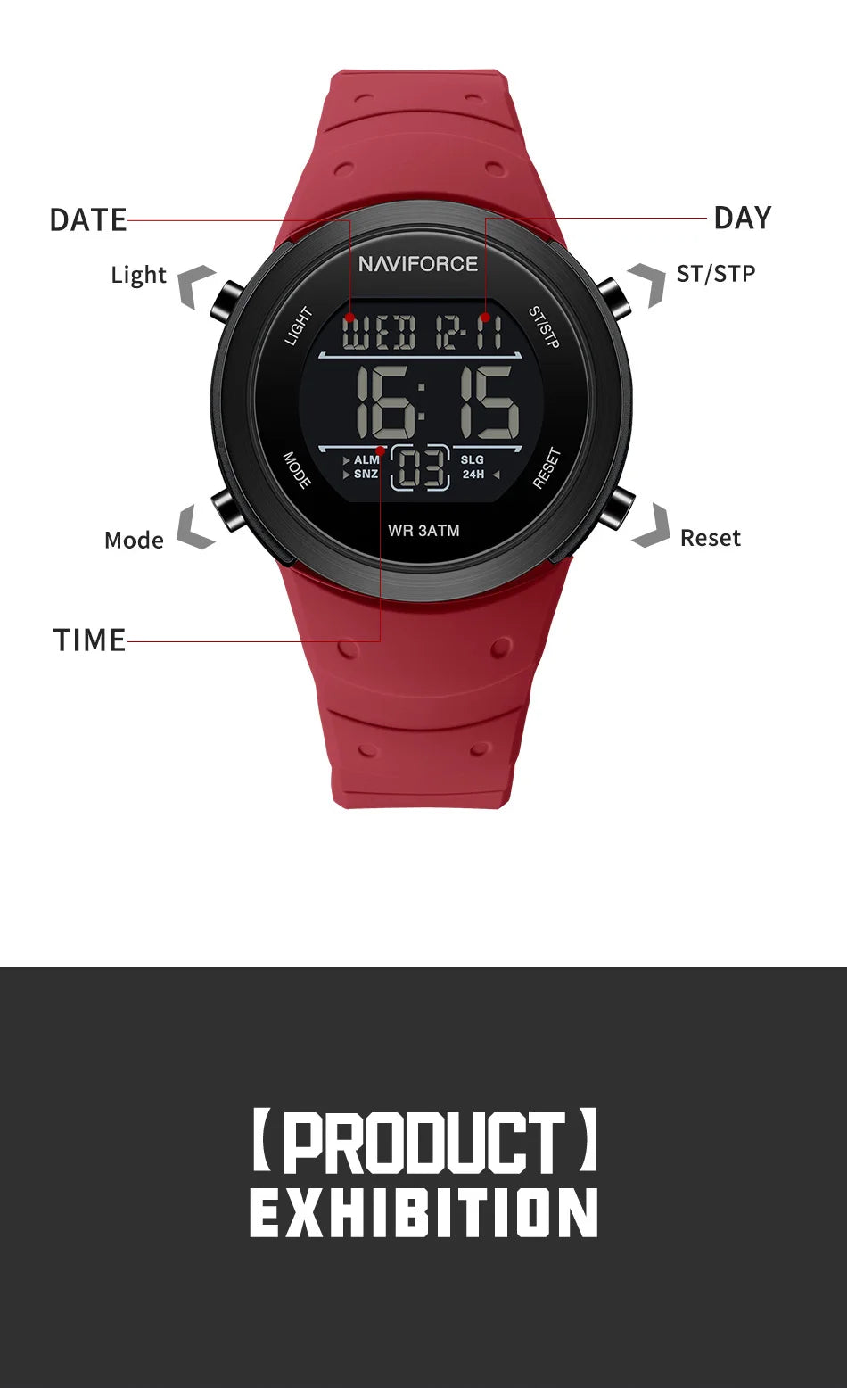 NAVIFORCE Brand Men Watches Luxury Comfortable Silicone Strap Electronic Day and Date Display Clock Waterproof Men Wristwatches