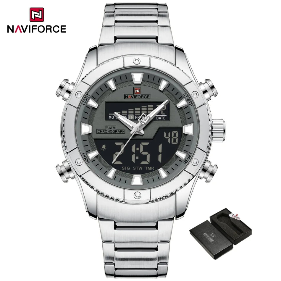 NAVIFORCE New Fashion Design Sports Men's Watches Waterproof Auto Day and Date Display Quartz Wristwatches