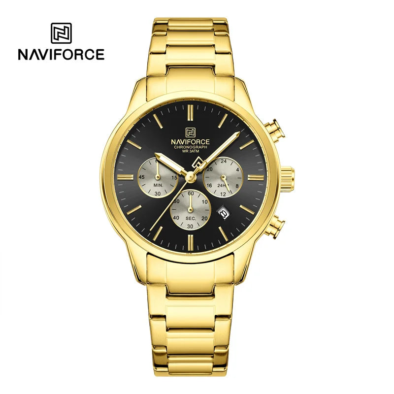 Mens Watches NAVIFORCE Fashion Luxury 30M Waterproof Date Display Quartz Watch Man Fashion Steel Band Sport WristWatch Men Clock