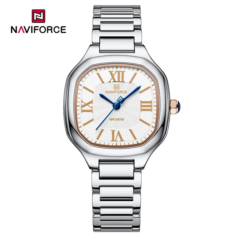 NAVIFORCE Women's Casual Watch Stainless Steel Bracelet Fashion Business Waterproof Quartz Wristwatches Ladies' Relogio Feminino