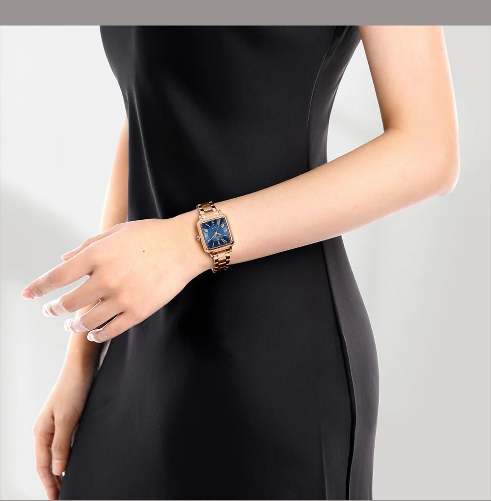 NAVIFORCE Elegant Stainless Steel Ladies Clock Women's 30M Waterproof Wristwatch Original  Double Snap Watch Women Fashion Gifts