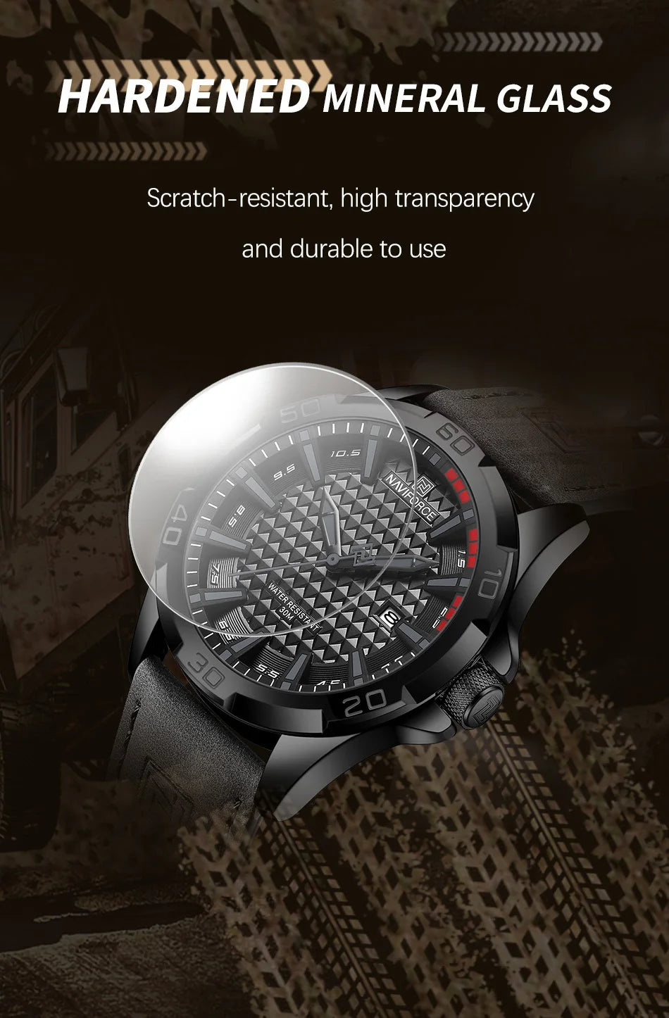 Top Brand NAVIFORCE Male Fashion Luxury WristWatch Men Quartz Watch Sports Shockproof Waterproof Leather Casual Package Gifts