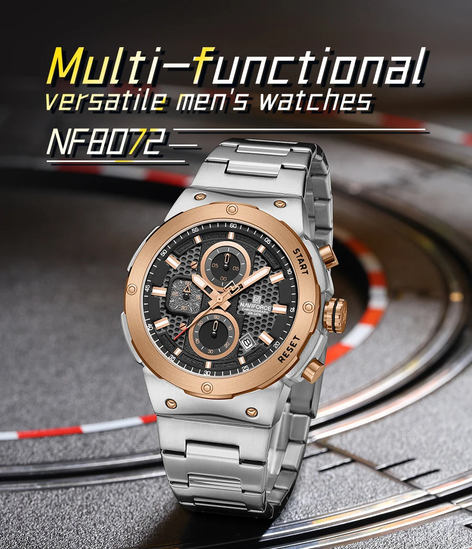 NAVIFORCE 2025 Man Quartz Watch Sport Military Watch For Men Waterproof Luminous Date Chronograph Stainless Steel Men's Watches