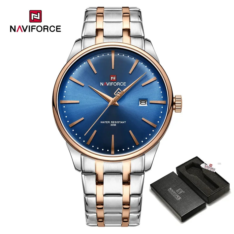 Top Brand NAVIFORCE Men's Calendar Watch Waterproof Fashion Business Stainless Steel Strap Quartz Wristwatches Relogio Masculino