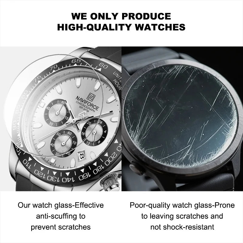 NAVIFORCE Men's Sport Watch Silicone Band Luminous Muti Chronograph Casual Wristwatch Relogio Masculino Male Gift with 2025 Mode