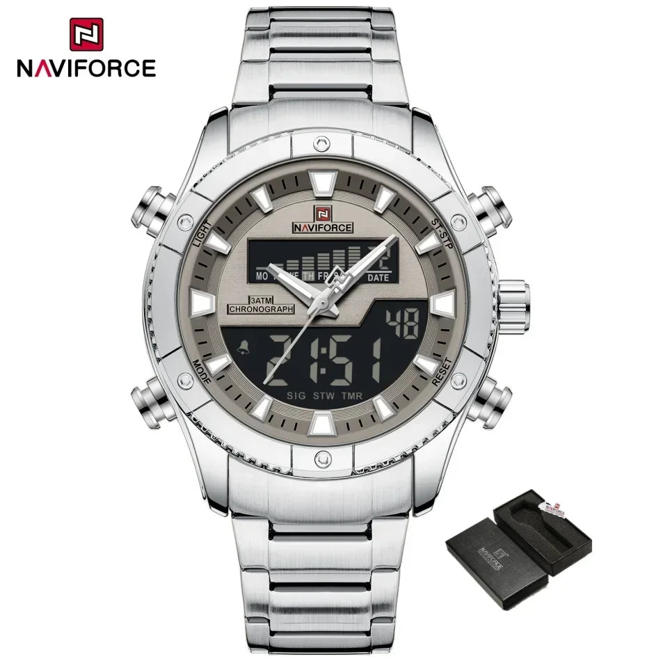 NAVIFORCE New Fashion Design Sports Men's Watches Waterproof Auto Day and Date Display Quartz Wristwatches