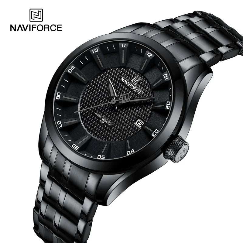 NAVIFORCE New Style Men's Quartz Business Watch Waterproof Sports Casual Stainless Steel Strap Men Date Clock Relogio Masculino