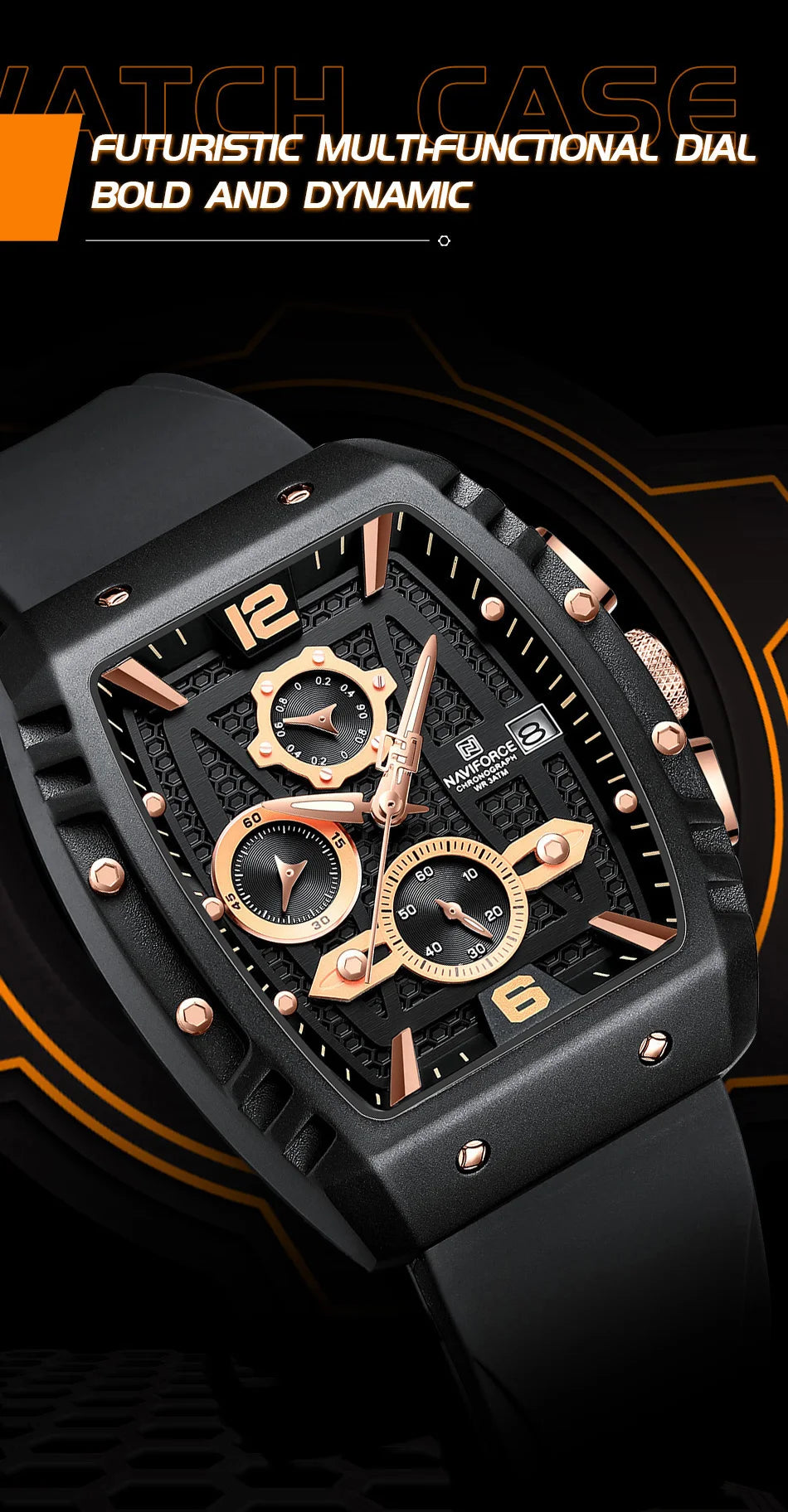 NAVIFORCE Brand New Design Men's Watches Silicone Band Military Quartz Wristwatches Fashion Waterproof Clock Relogio Masculino