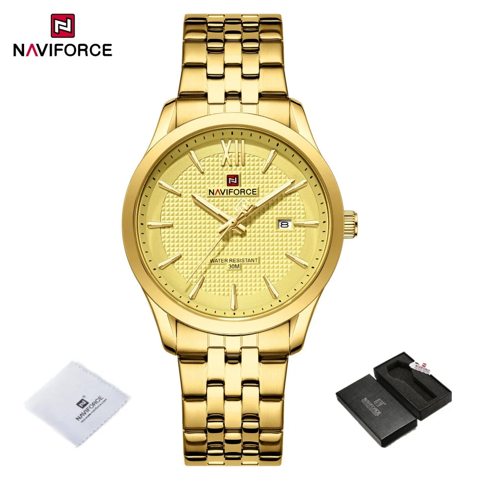 New Style NAVIFORCE Ultra Thin 9mm Minimalist Fashion Quartz Watch for Men Steel Band Auto Date Male Waterproof GIft Wristwatch