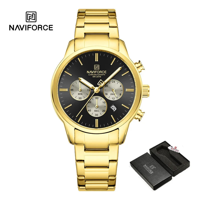 NEW NAVIFORCE Fashion Men's Watch Luxury Waterproof Male Quartz Wristwatch 24 Hour Date Display Male Chronograph Luminous Clock