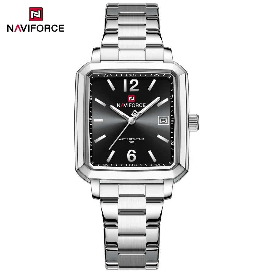 NAVIFORCE Square Design Lover's Watches Original Casual Waterproof Calendar Luxury Sports Quartz Watch for Women Men Date Gift