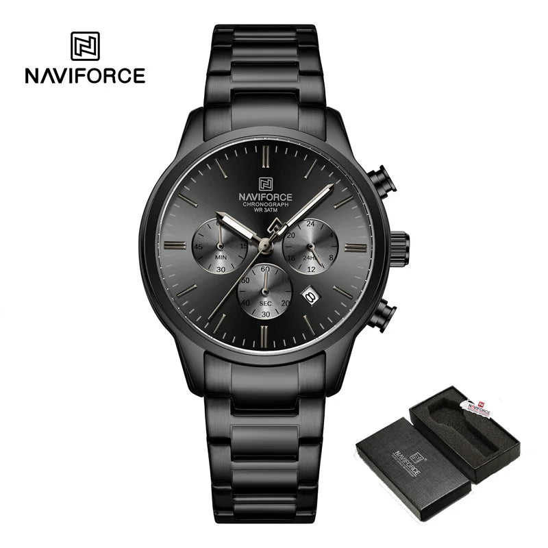 Mens Watches NAVIFORCE Fashion Luxury 30M Waterproof Date Display Quartz Watch Man Fashion Steel Band Sport WristWatch Men Clock