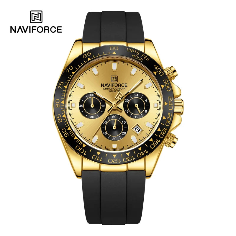 NAVIFORCE Brand Fashion Luxury Watch For Men Waterproof Chronograph Clock Business Casual Silicone Strap Wristwatches 2024 New