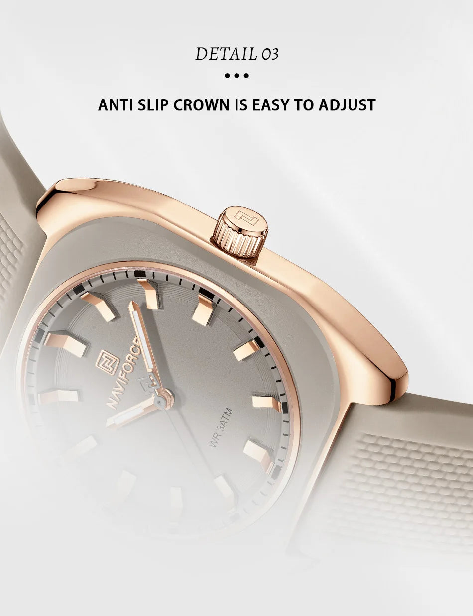 NAVIFORCE Simple Women Watches Luxury Design Silicone Watch Ladies Quartz Wristwatch Womens Polygon Dial Luminous Reloj Mujer