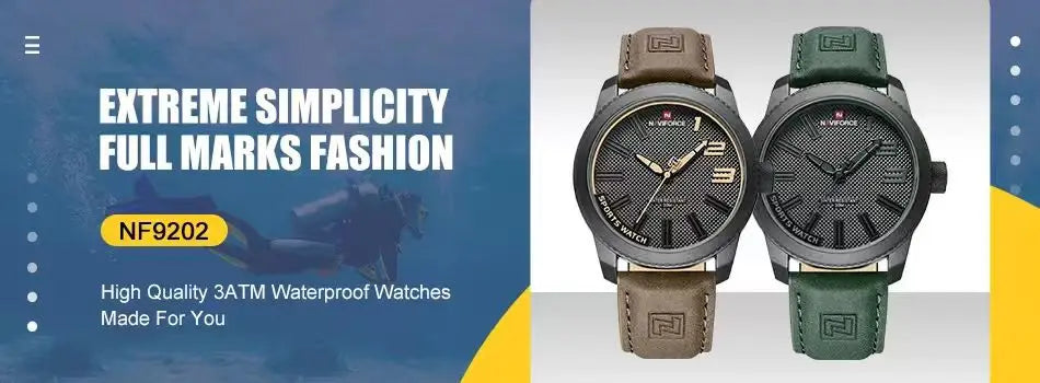 NAVIFORCE Classic Men Quartz Chronograph Watch 3ATM Waterproof Date Display Leather Strap Business Wristwatch Gift Box for Male