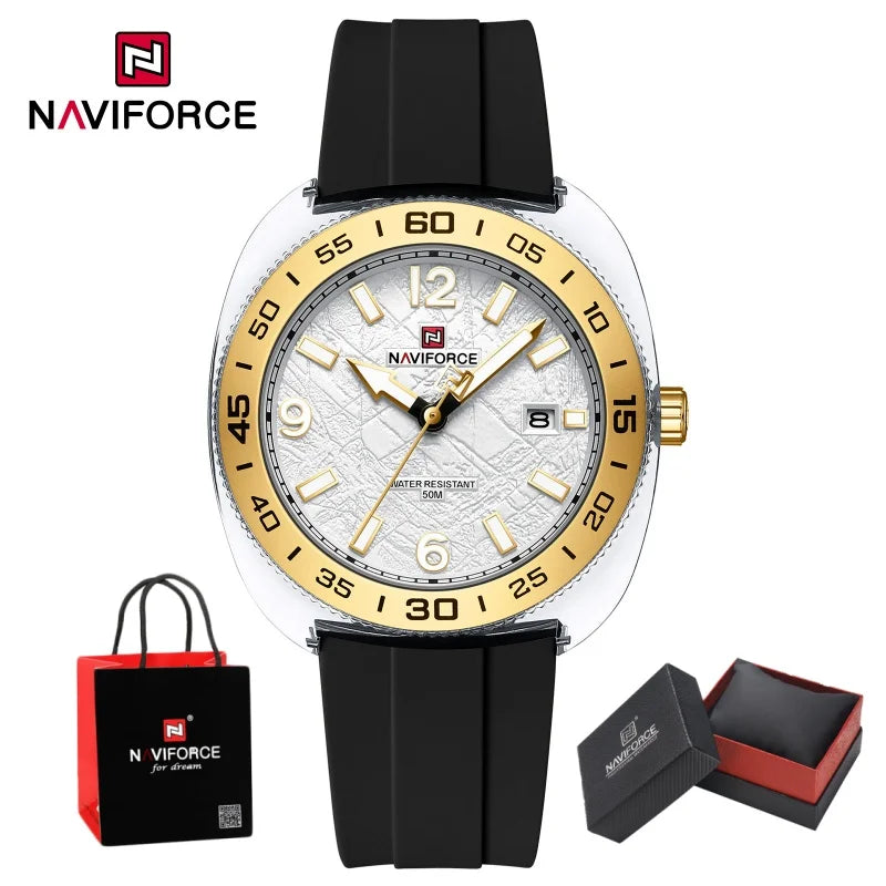 NAVIFORCE Man's Watch Quartz Calendar Luminous 5ATM Waterproof Business Luxury Casual Simple Wristwatch Gifts Box Male NF7132