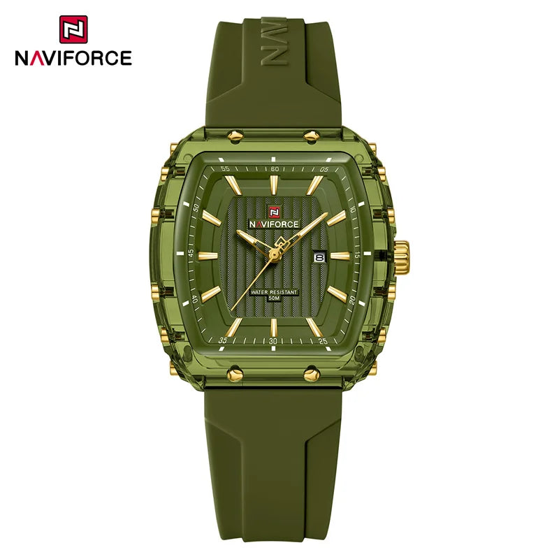 NAVIFORCE Ladies Wristwatches Fashion Comfortable Silicone Strap Date Women's Watches Quality Waterproof Female Luminous Clock