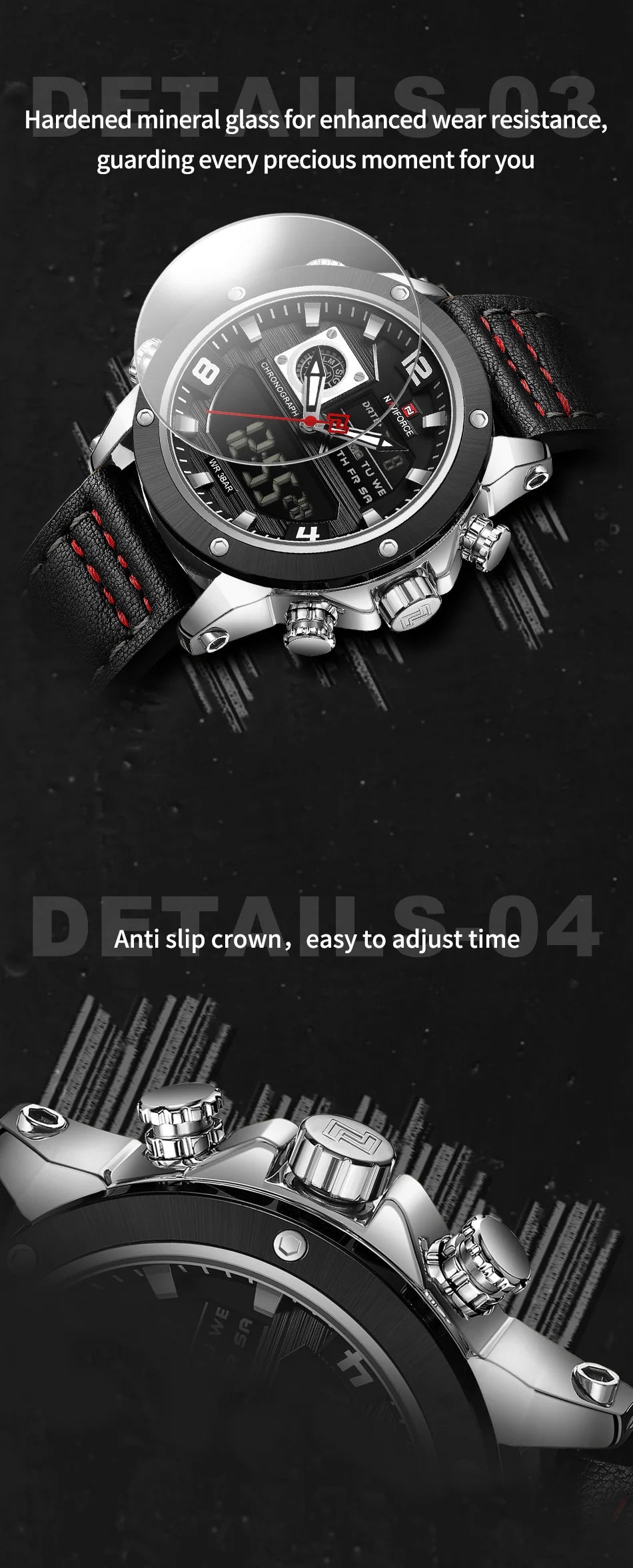 NAVIFORCE Dual Display Watches For Men Top Brand Luxury Military Waterproof Watch Men Casual Sport Digital Watch Montre Homme