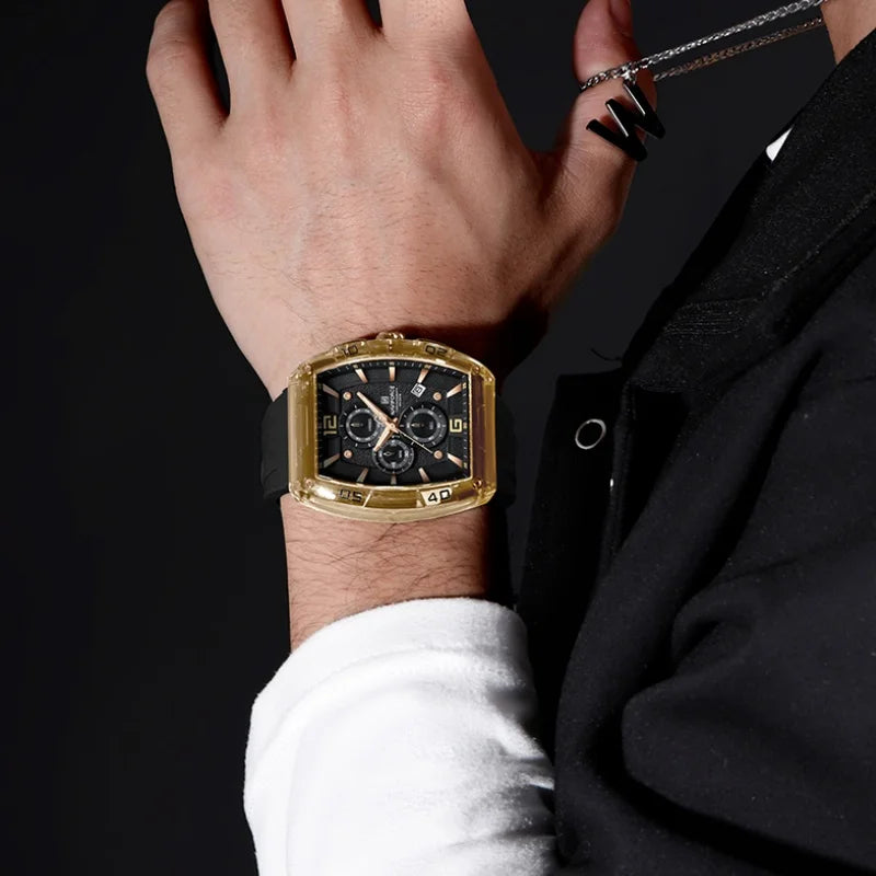 NAVIFORCE Luxury Men's Watch Quartz Chronograph 5ATM Waterproof Luminous Hand Soft Silicone Strap Male Fashion Sports Wristwatch