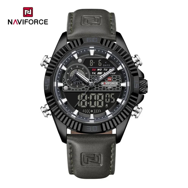NAVIFORCE Men's Watches Sport Quartz Analog LCD Digital Wristwatch 30m Waterproof Luminous Chronograph Watch for Men Date Clock