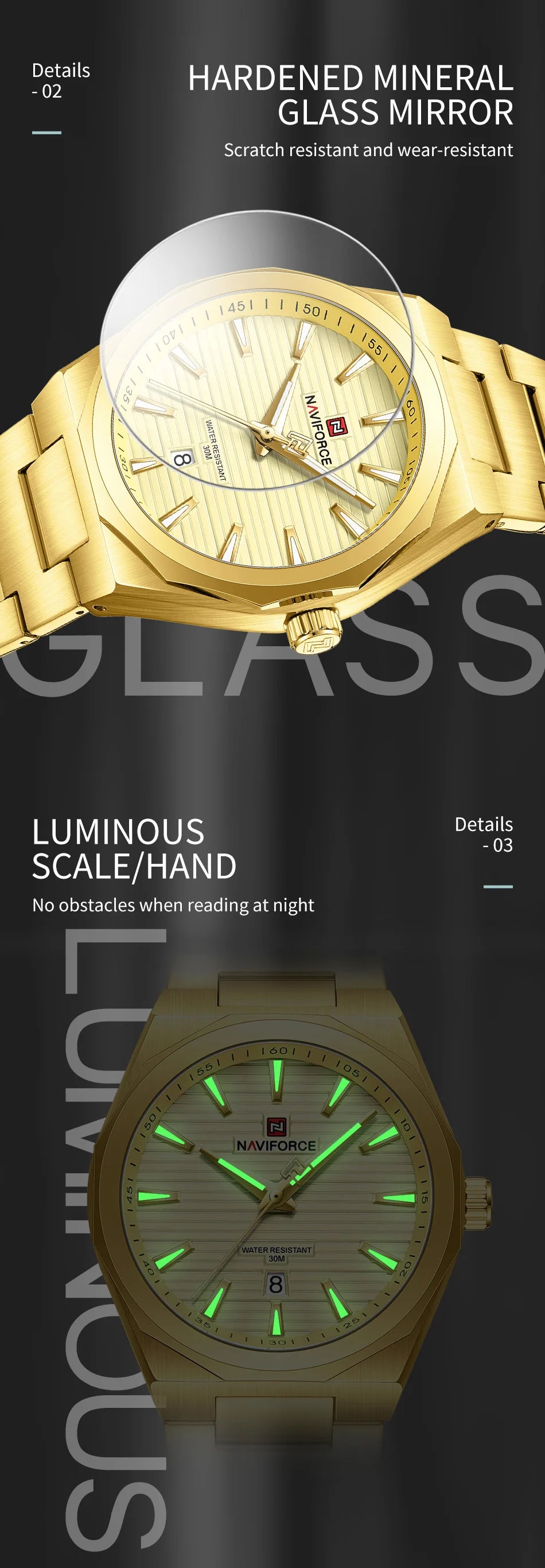 NAVIFORCE Fashion Waterproof Quartz Wristwatch Luminous Point Men Watch Date Display Sports Clock Man Watches Relogio Masculino