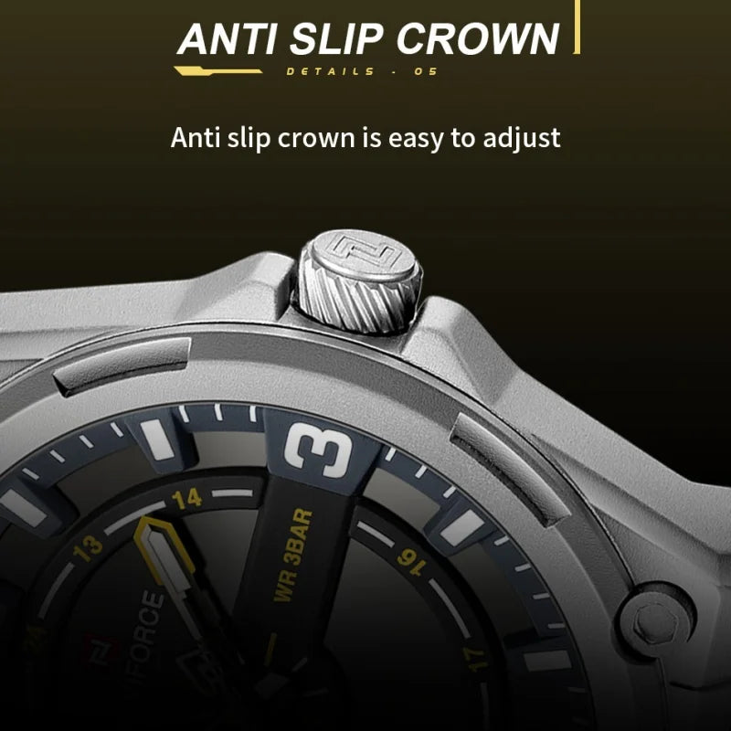 NAVIFOCE Luxury Business Men Waterproof Sport Watch Quartz Clock with Wheel Dial Silicone Man Gift Wristwatch Relogio Masculino