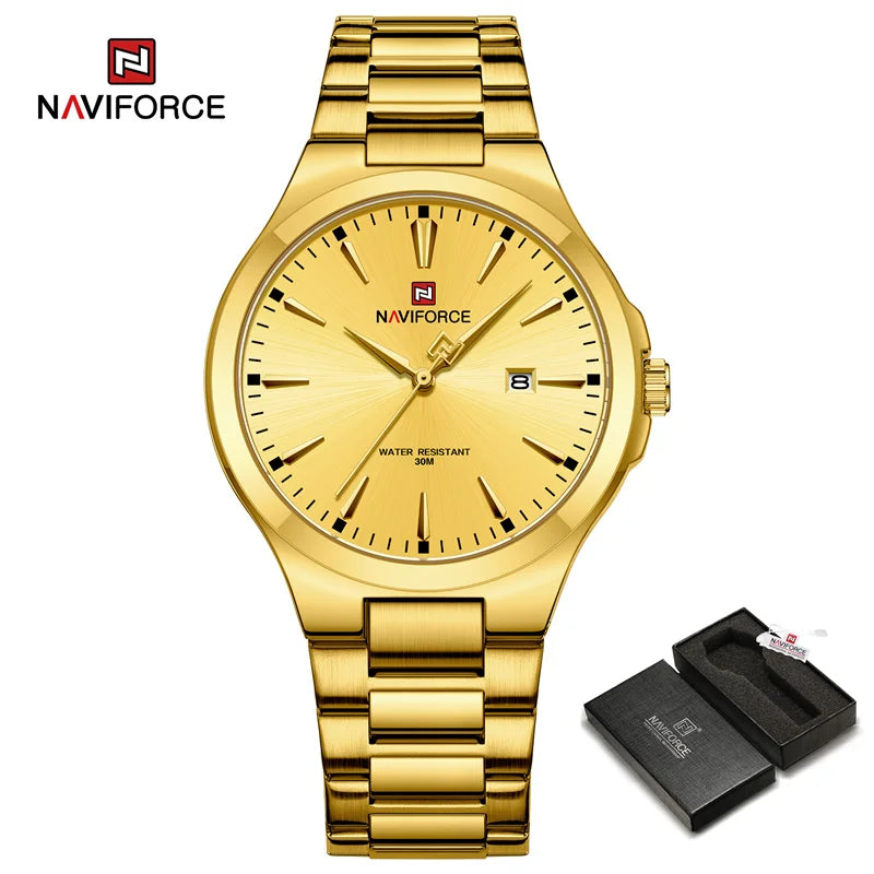 NAVIFORCE Original Fashion Watches for Men Stainless Steel Simple Elegant Clock Male Waterproof Wrist Watch Relogio Masculino