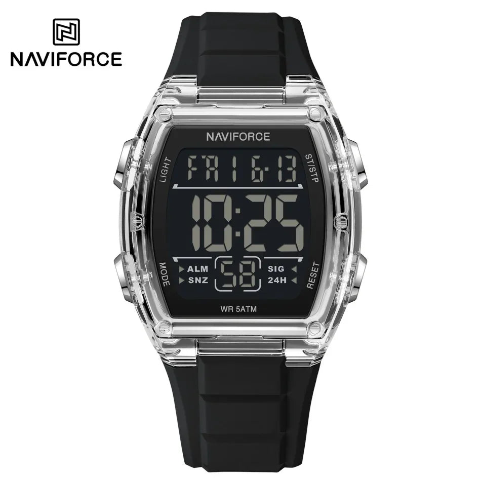 NAVIFORCE Men's Watch Alloy Dial Analog LCD Digital Display Sport Waterproof Quartz Wristwatch Date Chronograph Luminous Clock
