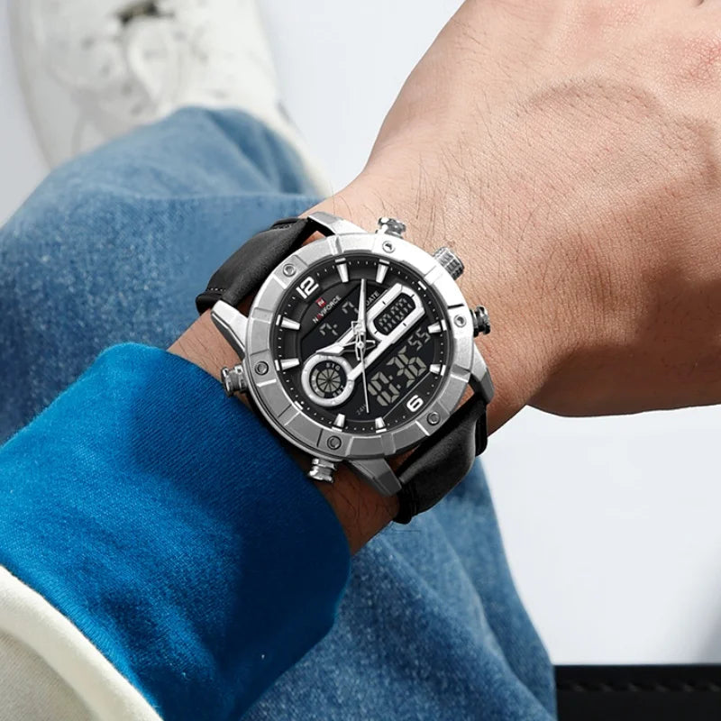 NAVIFORCE Men Watch Quartz Calendar Sports Waterproof Alarm Countdown Automatic Display Fashionable Luxury Wristwatch Gifts Box