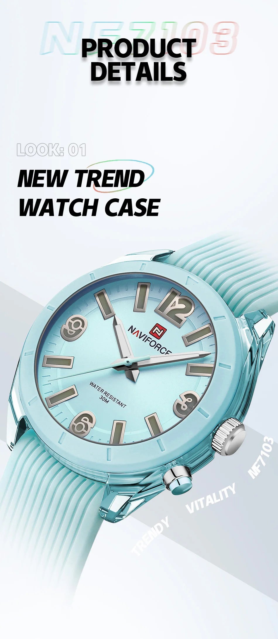 NAVIFORCE Women's Waterproof Watch Fashion Casual Luminous Display Quartz Wristwatch with Silicone Band Reloj Mujer High Quality