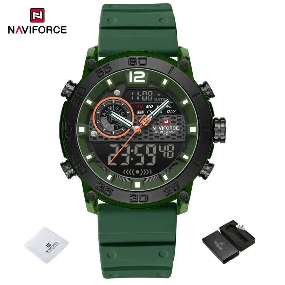 NAVIFORCE Men's Watch PC Material Analog LCD Digital Display Sport Waterproof Quartz Wristwatch Date Chronograph Luminous Clock